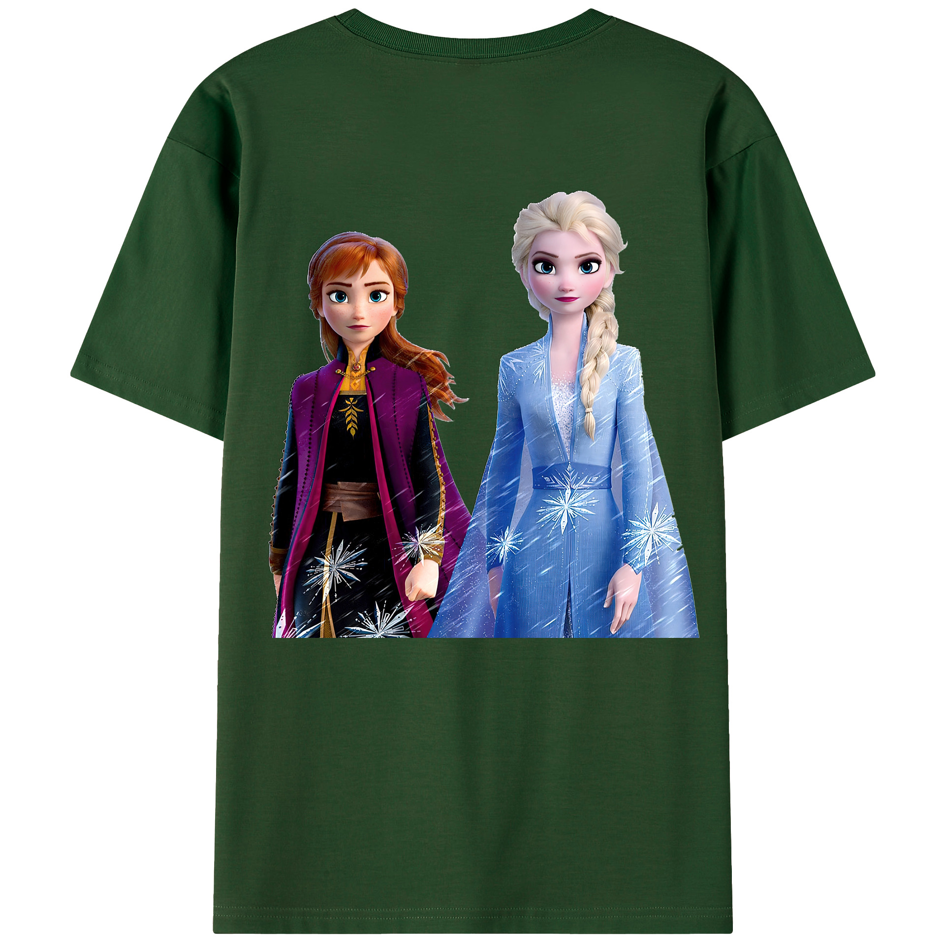 （画像用） アナと雪の女王 アンナ エルサ Frozen Anna Elsa 綿100％半袖Tシャツ（背面プリント）